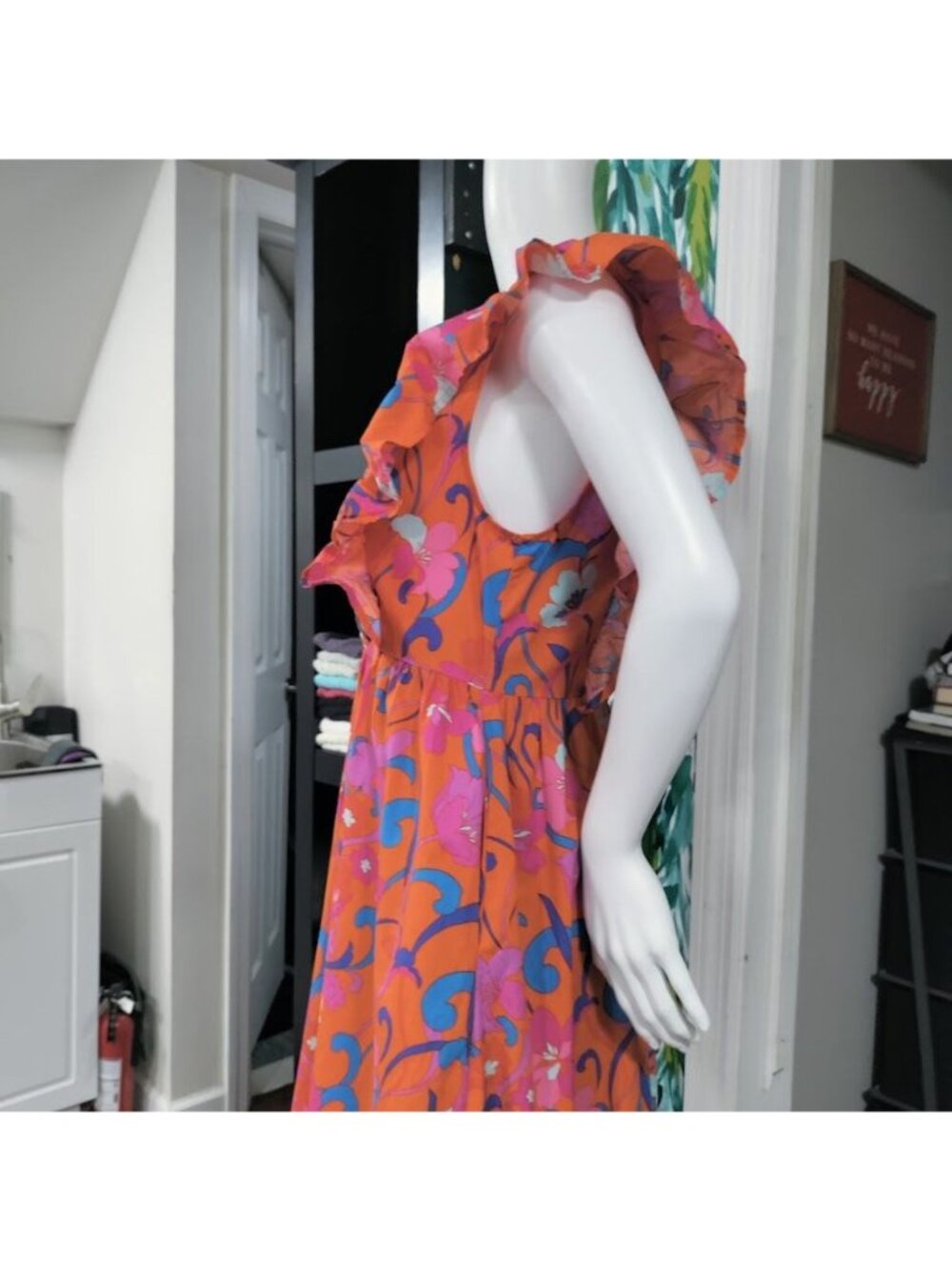 Roberto Rodriguez Dress M Floral Whimsy Boho Ruffle Tiered Midi Maxi Festival - Picture 16 of 16
